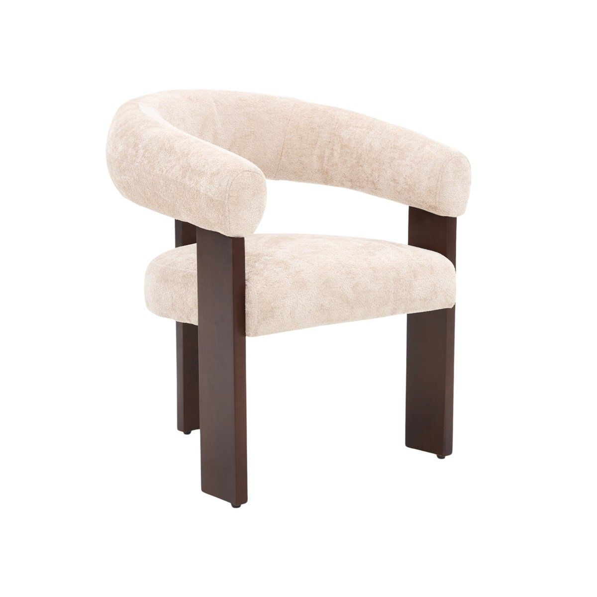 Chaise Japandi – Pieds marron foncé et revêtement taupe