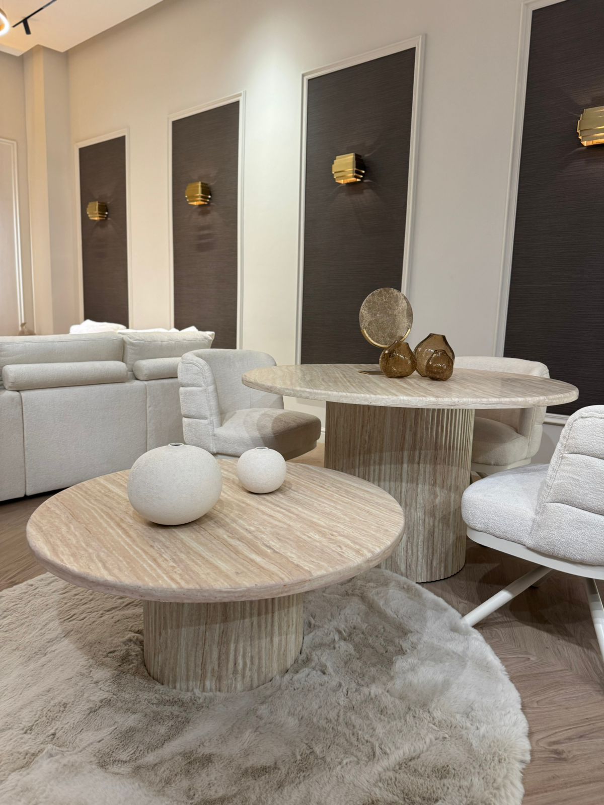 Table basse en travertin Ø100 cm