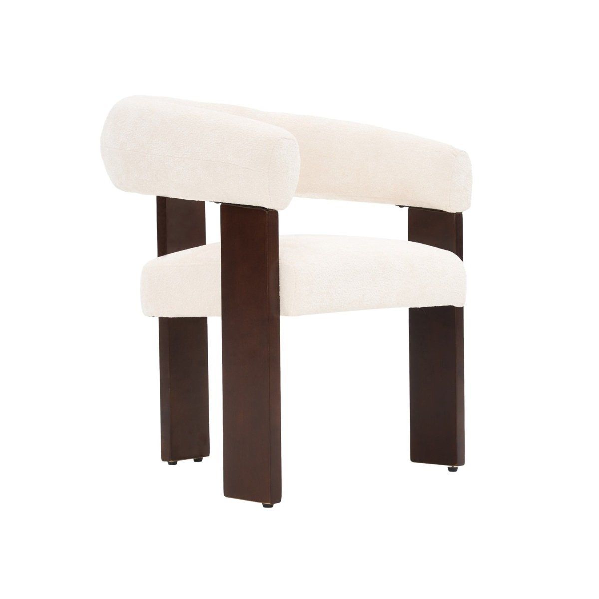 Chaise Japandi – Pieds marron foncé et revêtement blanc