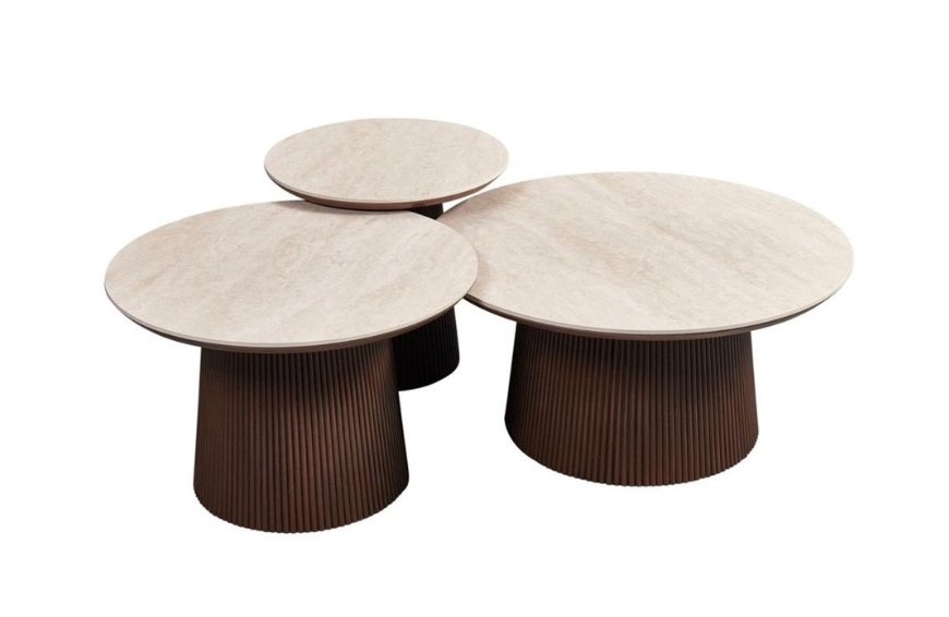 Ensemble table basse Fungo marron AQUA – Céramique beige