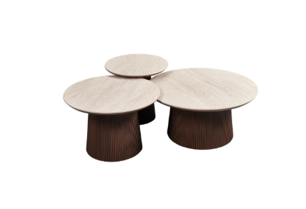 Ensemble table basse Fungo marron AQUA – Céramique beige