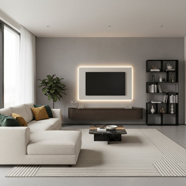 Meuble TV Japandi en noyer