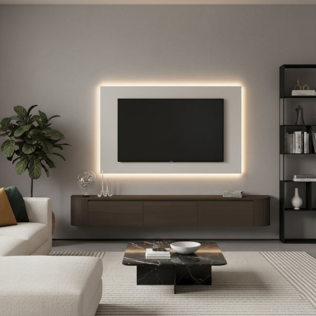 Meuble TV Japandi en noyer