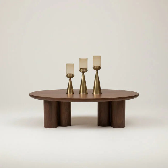 Table basse Japandi – 140 x 80 x 45 cm | Placage brun uni