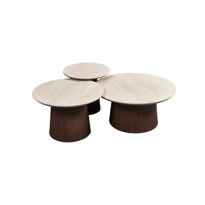 Ensemble de tables basses VALERION – 3 tables rondes design en céramique