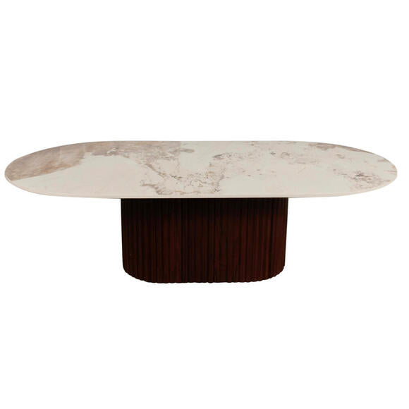 Table basse Urban Chic en céramique, marbre et placage noyer