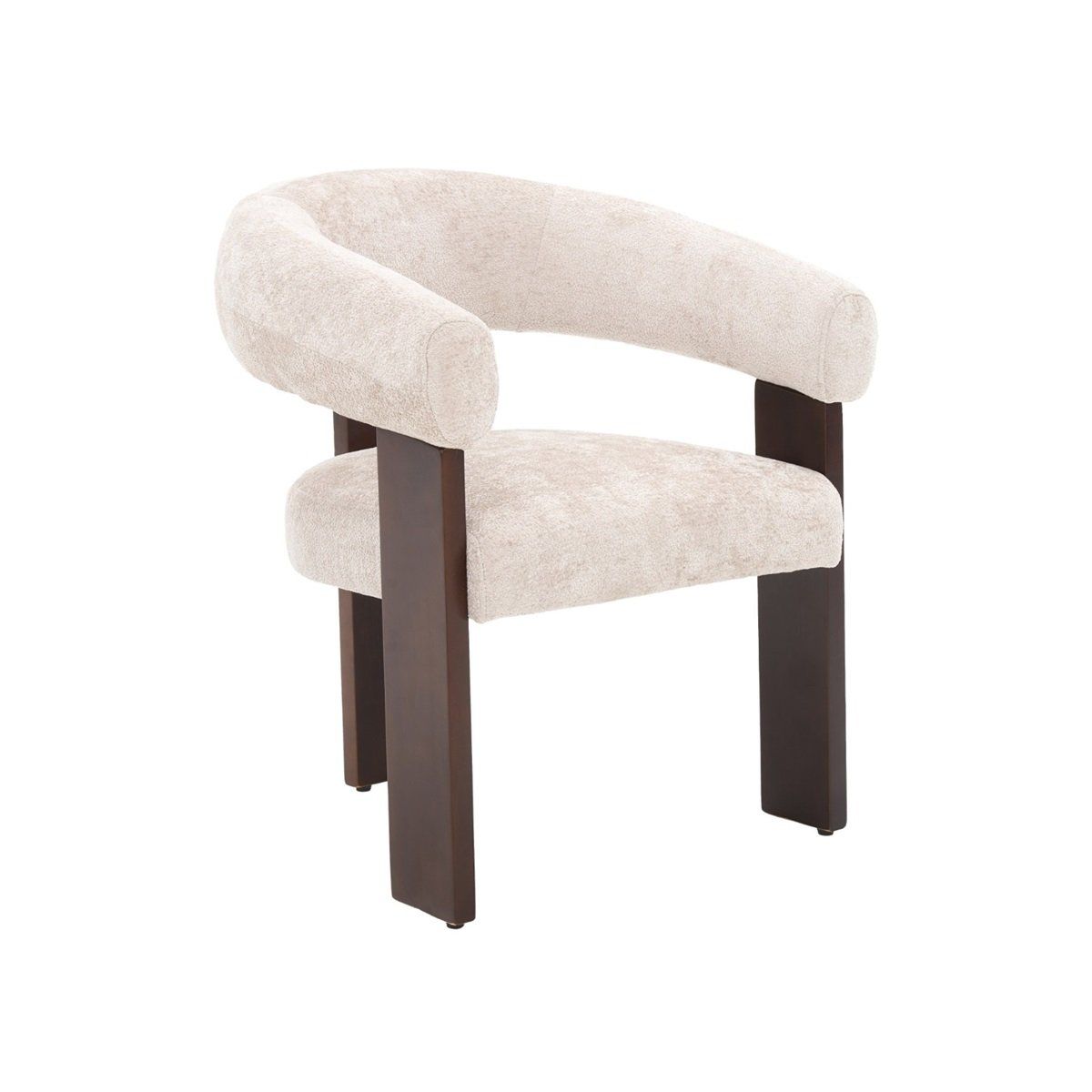 Chaise Japandi – Pieds marron foncé et revêtement crème