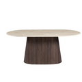 Table à manger exquise en travertin et bois – 220 x 110 x 75 cm